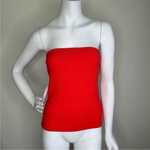 LEWIT ORANGE CHEVRON RIBBED TUBE TOP SZ M NWOT